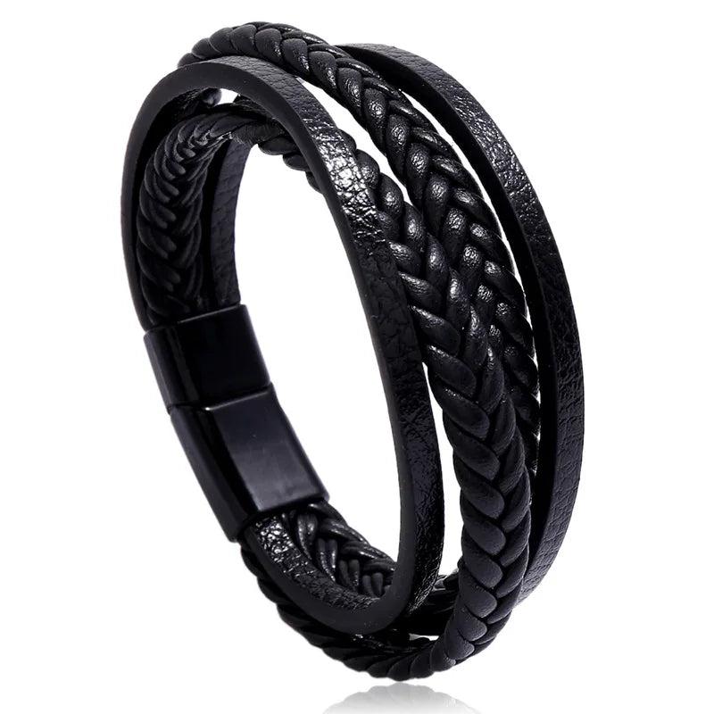 Brown Leather Bracelet with Magnet Clasp Unisex Fashion Jewelry