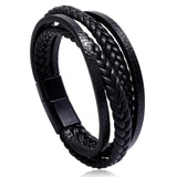 Brown Leather Bracelet with Magnet Clasp Unisex Fashion Jewelry