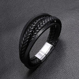 Brown Leather Bracelet with Magnet Clasp Unisex Fashion Jewelry