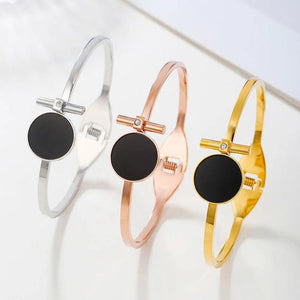 Stylish Couple Bracelet & Stainless Steel Round Open Bangle