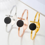 Stylish Couple Bracelet & Stainless Steel Round Open Bangle