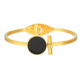 Stylish Couple Bracelet & Stainless Steel Round Open Bangle