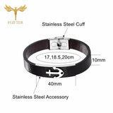 Stainless Steel Anchor Bracelet Leather Wristband Men's Jewelry