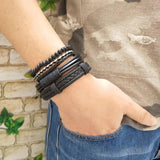 Punk Multilayer Leather Charms Beads Bracelets Gothic Jewelry Accessories