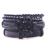 Punk Multilayer Leather Charms Beads Bracelets Gothic Jewelry Accessories