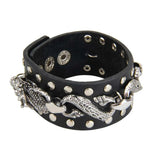 Punk Bracelet PU Leather Adjustable Cuff Bangle for Men Women