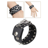 Punk Bracelet PU Leather Adjustable Cuff Bangle for Men Women