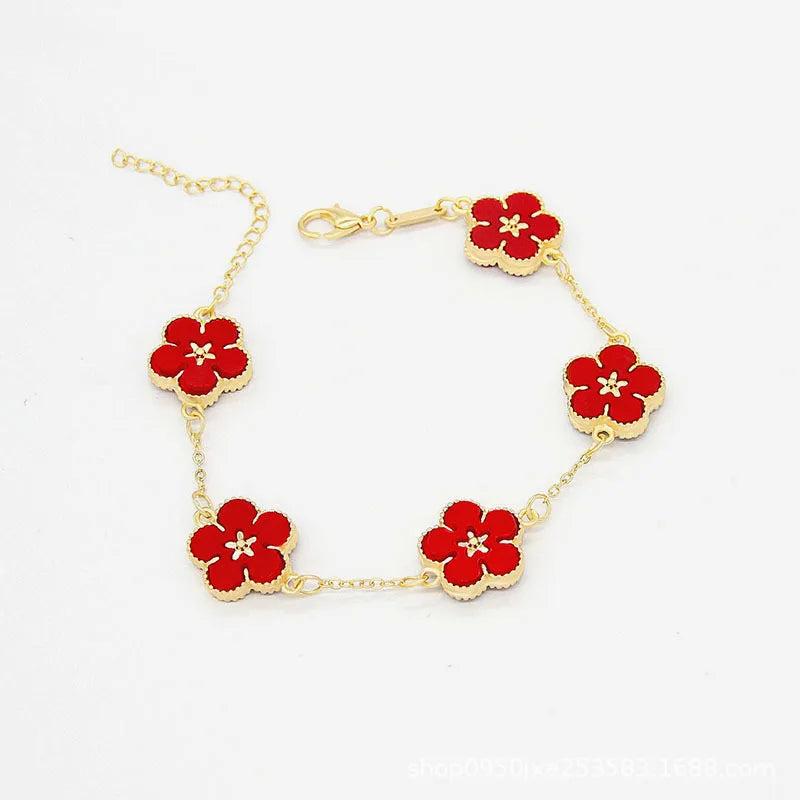 Five Leaf Flower Bracelet Women Jewelry Floral Four Leaf Flower Bracelet
