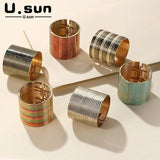 Geometric Wide Cuff Bangles Alloy Colorful Bracelets Punk Jewelry