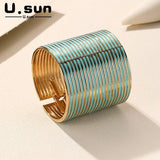 Geometric Wide Cuff Bangles Alloy Colorful Bracelets Punk Jewelry
