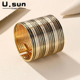 Geometric Wide Cuff Bangles Alloy Colorful Bracelets Punk Jewelry