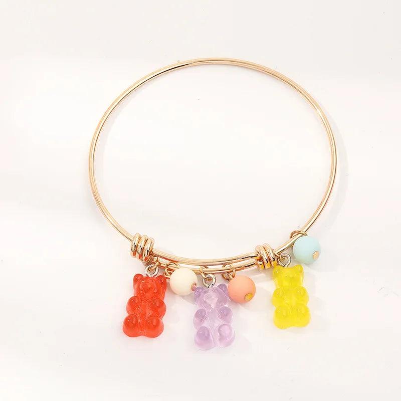 Lovely Rainbow Bear Pendant Bracelet & Bangle for Child Birthday Gift