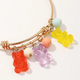 Lovely Rainbow Bear Pendant Bracelet & Bangle for Child Birthday Gift