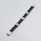 Vintage Leather Braided Bangle Bracelet Retro Stainless Steel Jewelry