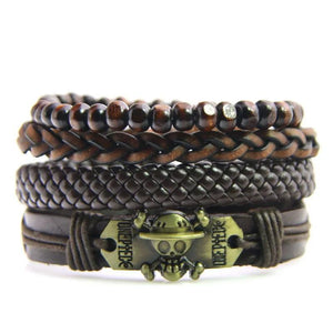 Vintage Leaf Pendant Rope Chain Bracelet for Men