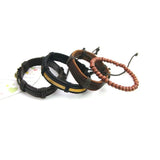 Vintage Leaf Pendant Rope Chain Bracelet for Men