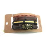 Vintage Leaf Pendant Rope Chain Bracelet for Men