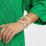 Multilay Chain Bracelet Women Pearl OT Buckle Elastic Chain Bracelet
