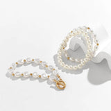 Multilay Chain Bracelet Women Pearl OT Buckle Elastic Chain Bracelet
