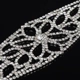 Vintage Silver Crystal Bracelet Flower Rhinestone Link Chain Bridal B201