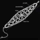 Vintage Silver Crystal Bracelet Flower Rhinestone Link Chain Bridal B201