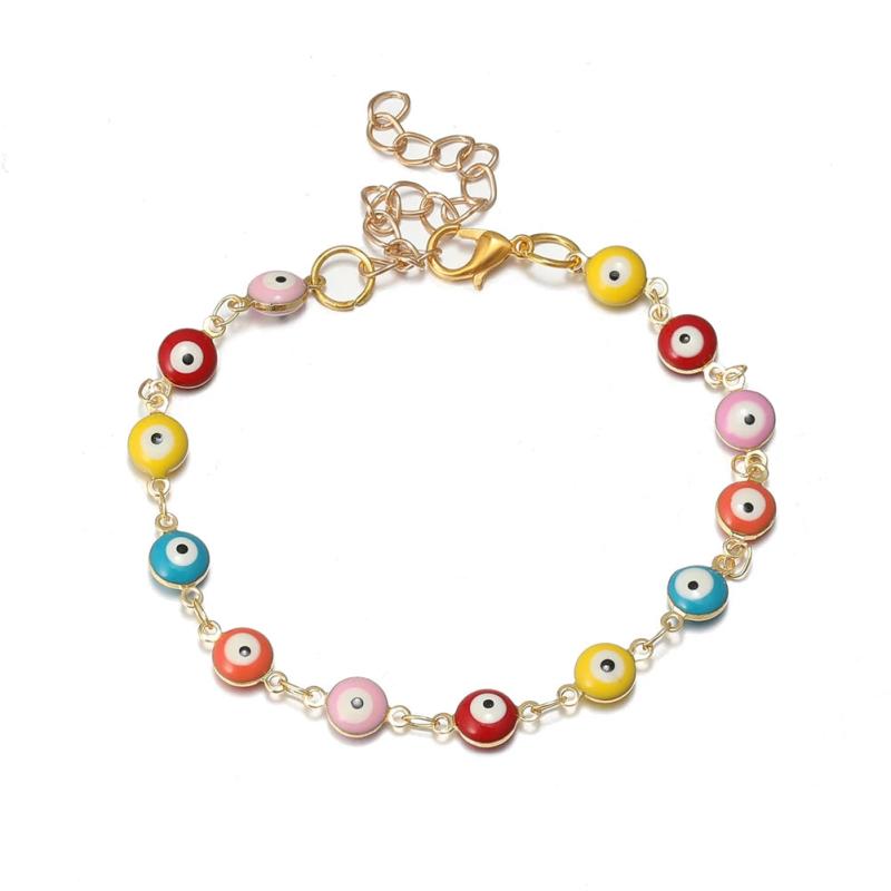 Vintage Beads Enamel Chain Charm Bracelet for Women