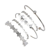 5 pcs Bohemian Geometric Cuff Stone Charm Bracelet Set