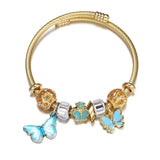Crystal Heart Charm Bracelet with Butterfly Charm