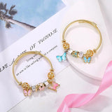 Crystal Heart Charm Bracelet with Butterfly Charm
