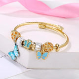 Crystal Heart Charm Bracelet with Butterfly Charm