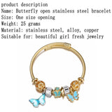 Crystal Heart Charm Bracelet with Butterfly Charm