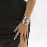 Hollow Mesh Wide Edge Bracelet Metal Open Punk Bracelet