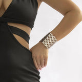 Hollow Mesh Wide Edge Bracelet Metal Open Punk Bracelet