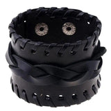 Vintage Retro Wide Leather Unisex Biker Bracelet Cuff