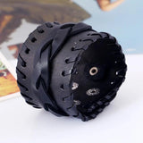 Vintage Retro Wide Leather Unisex Biker Bracelet Cuff