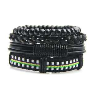 Men's Leather Bracelet Multilayer Charm Wristband