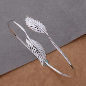 Silver Plated Leaf Cuff Bracelet for Wedding Engagement