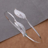 Silver Plated Leaf Cuff Bracelet for Wedding Engagement