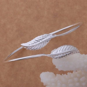 Silver Plated Leaf Cuff Bracelet for Wedding Engagement