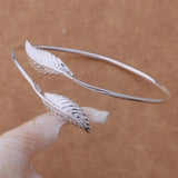 Silver Plated Leaf Cuff Bracelet for Wedding Engagement