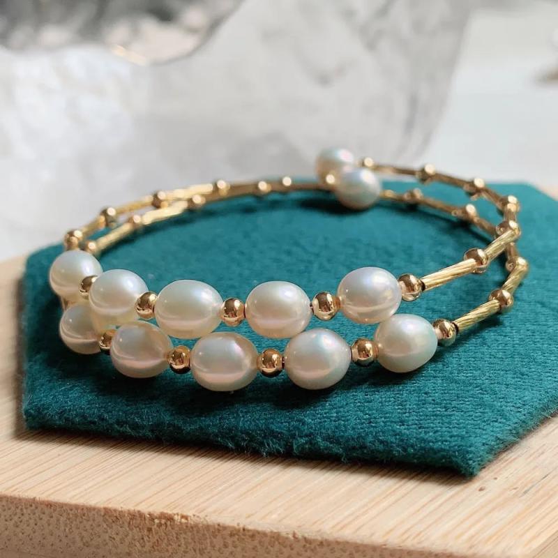 Small Baroque Pearl Charm Freshwater Pearl Bangles