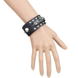 Punk PU Leather Bracelet Cuff Bangle for Anniversary