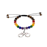 FYJS Silver Plated Handcuffs Quartz Stone Beaded Bracelet