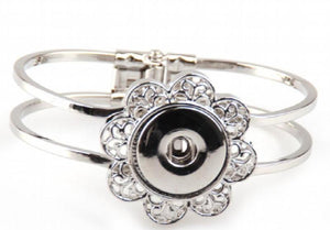 Alloy Flower Decoration Open Cuff Bangle Bracelet DIY Jewelry
