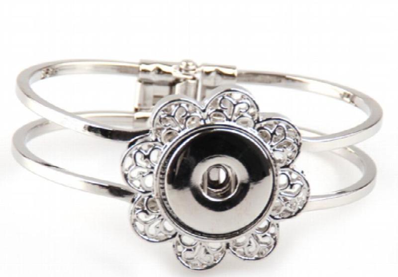 Alloy Flower Decoration Open Cuff Bangle Bracelet DIY Jewelry