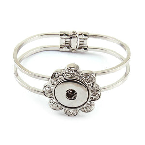 Alloy Flower Decoration Open Cuff Bangle Bracelet DIY Jewelry