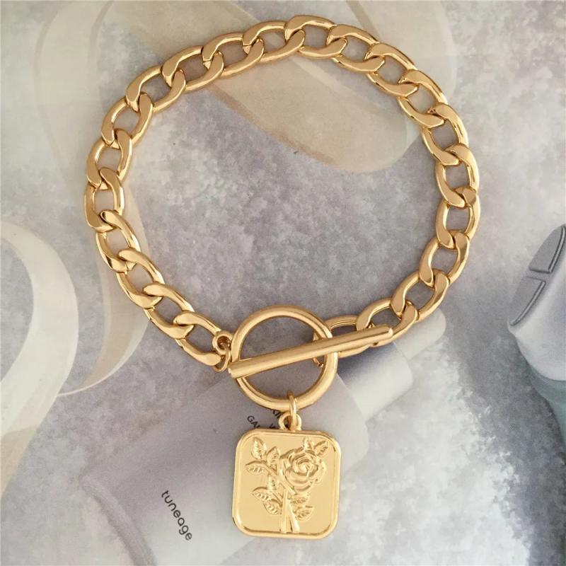 Vintage Rose Charm Bracelet For Women Girl Arm Statement Jewelry