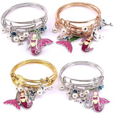 5pcs Bangle Set Wire Bracelets for Women Girls Pearls Mermaid Cuff Jewlery