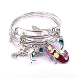 5pcs Bangle Set Wire Bracelets for Women Girls Pearls Mermaid Cuff Jewlery