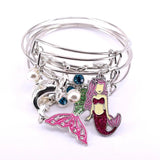 5pcs Bangle Set Wire Bracelets for Women Girls Pearls Mermaid Cuff Jewlery